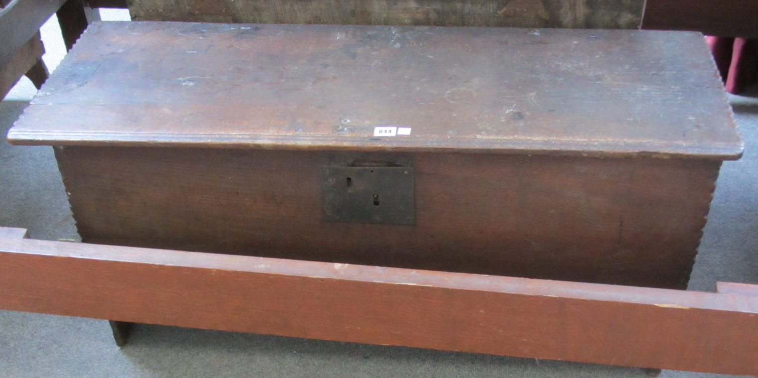 Appraisal: A th century oak five plank coffer with chip work