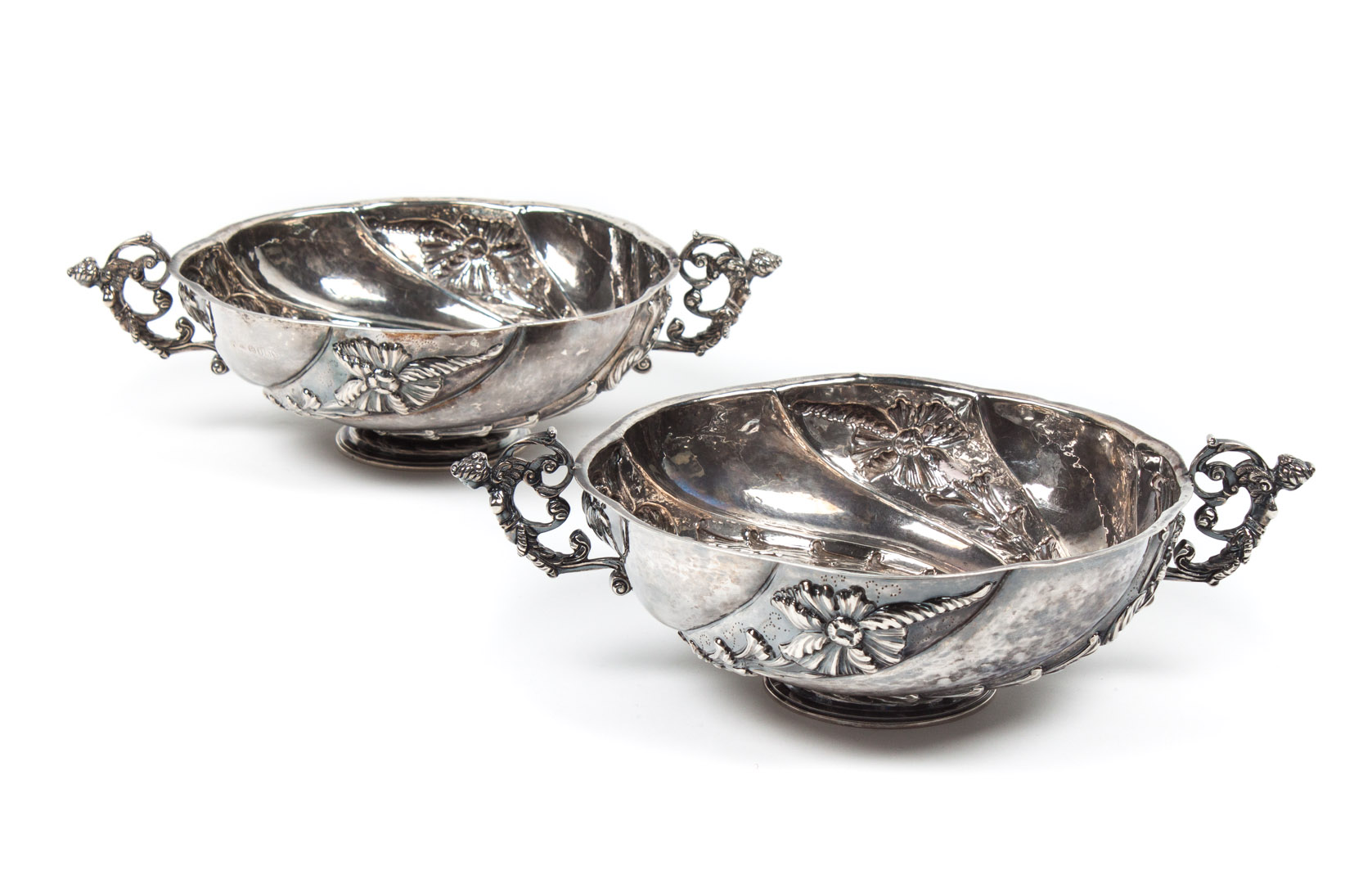 Appraisal: Two Georgian repousse sterling silver bowls comprising a nearly identical