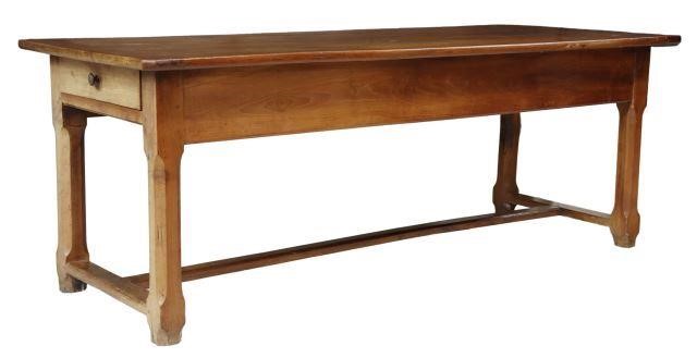 Appraisal: French Provincial fruitwood farmhouse table early th c tabletop comprised