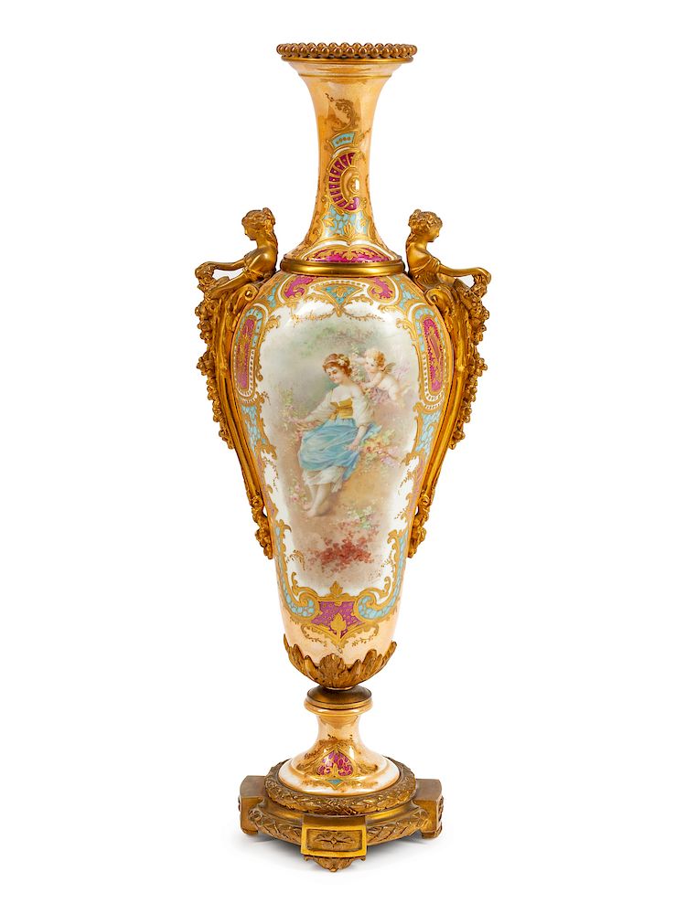 Appraisal: A Sevres Style Gilt Bronze Mounted Porcelain Vase A Sevres