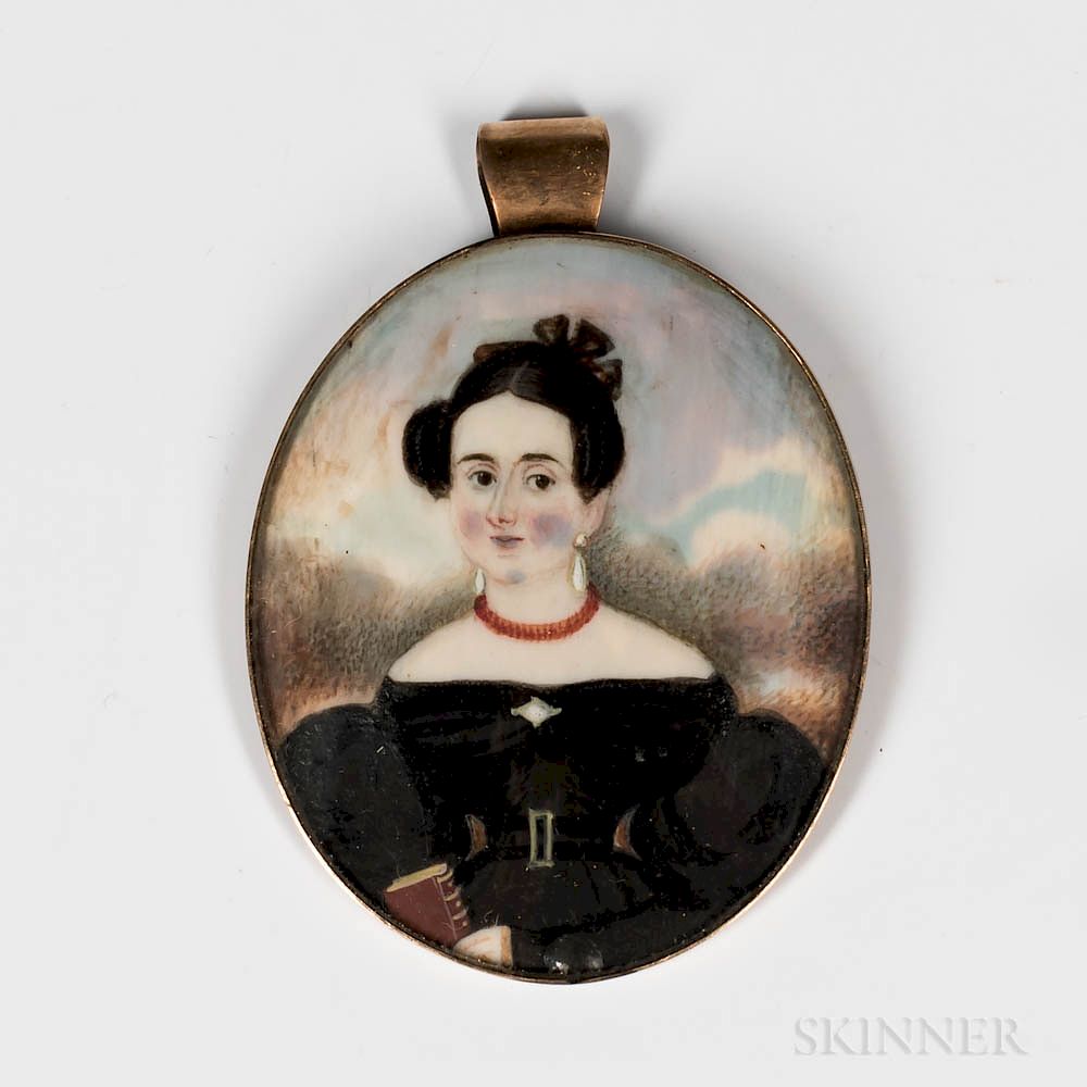 Appraisal: American School Mid- th Century Miniature Portrait of a Young