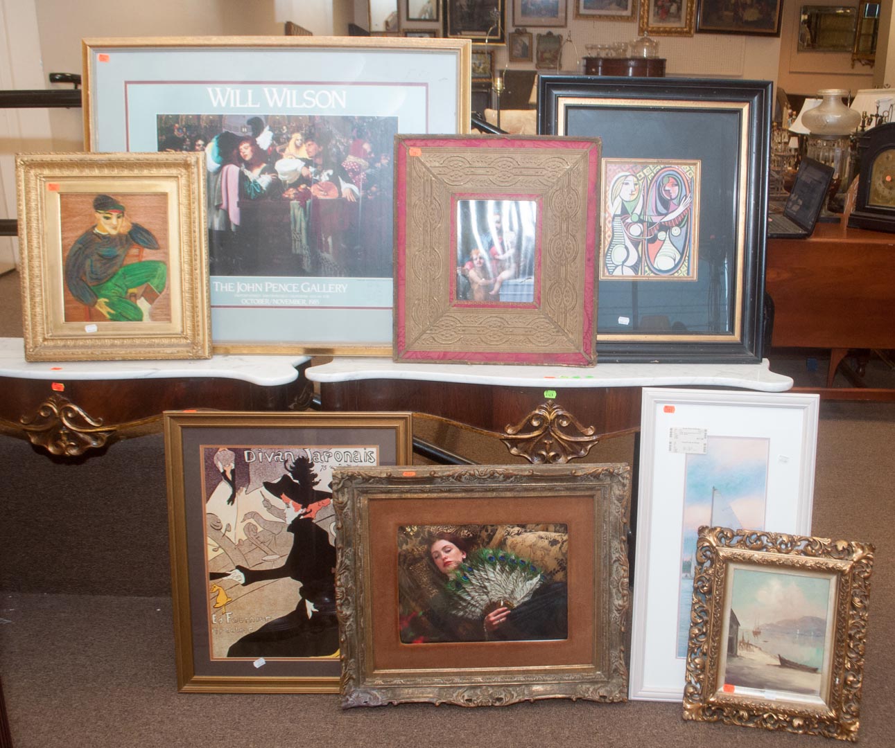 Appraisal: Group of eight assorted framed artworks Undernumber