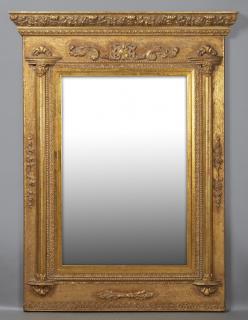 Appraisal: French Style Gilt Composition Wood Overmantel Mirr French Style Gilt