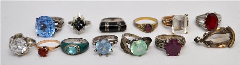 Appraisal: VINTAGE CZECH GLASS STERLING RINGS MORE All are Vintage -