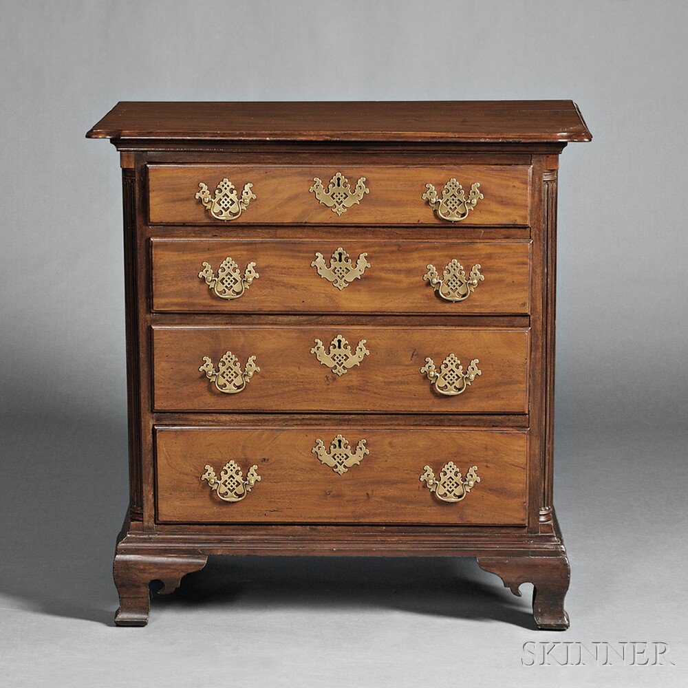 Appraisal: Diminutive Chippendale Walnut Chest of Drawers Philadelphia area Pennsylvania -