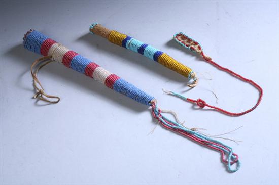 Appraisal: TWO PLAINS TRIBE BEADED BUCKSKIN AWL CASES late th -