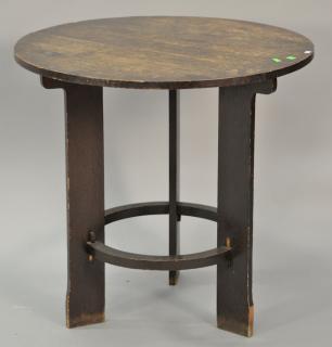 Appraisal: Stickley Bros Mission oak round occasional table mortised through top