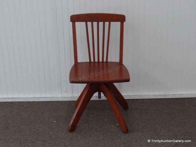 Appraisal: Vintage Child's Solid Wood Adjustable Desk Chair A very nice