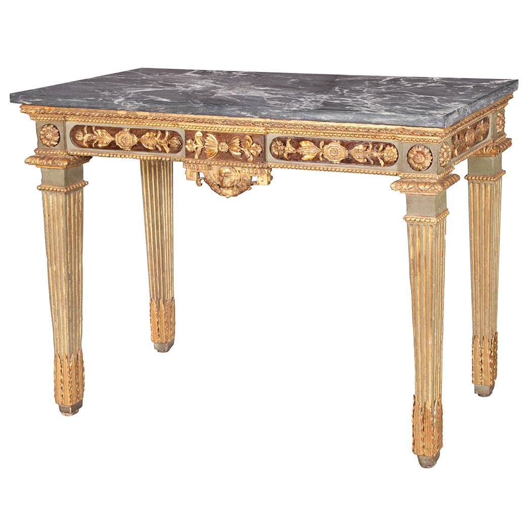 Appraisal: Italian Neoclassical Green Painted and Parcel Gilt Pier Table Late