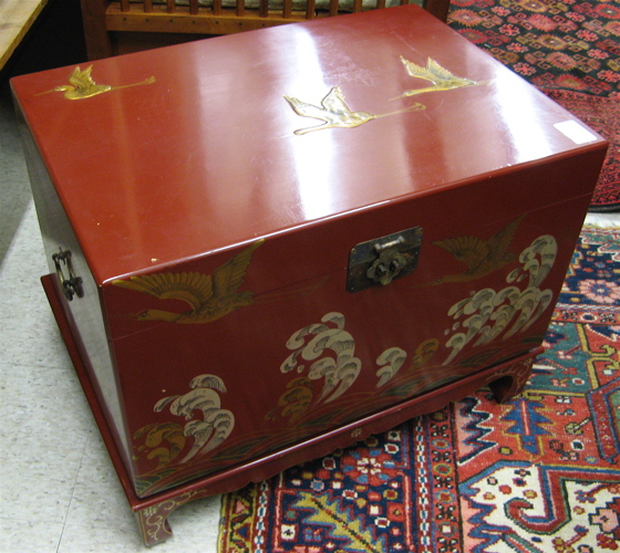 Appraisal: CHINESE STORAGE CHEST ON STAND Japanese design th century The