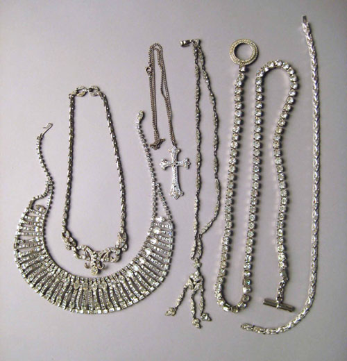 Appraisal: St Laurent rhinestone necklace together with other rhinestone necklaces