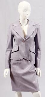 Appraisal: MAX MARA PURPLE LEATHER SKIRT SUIT MAX MARA PURPLE LEATHER