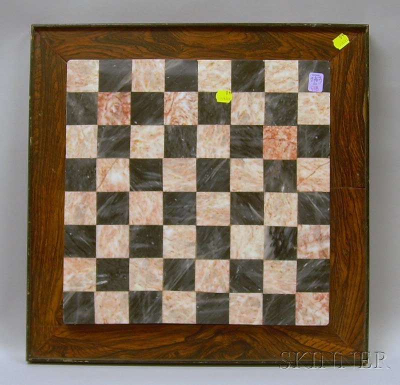 Appraisal: Rosewood-framed Marble Checkers Game Board overall x in