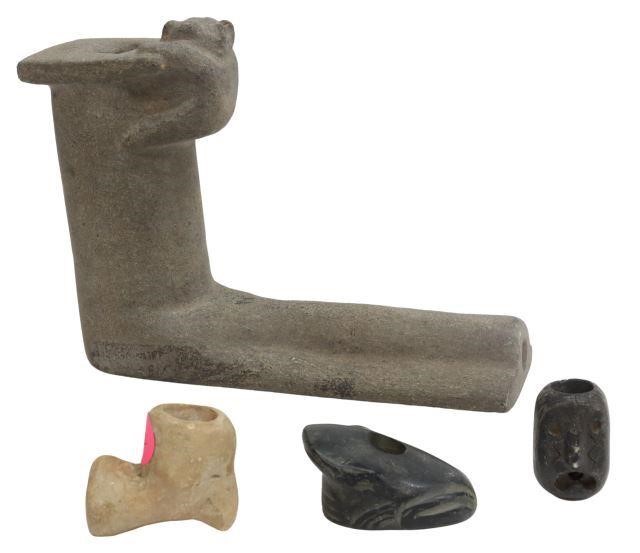 Appraisal: lot of Stone effigy pipes according to consignor Native American