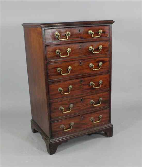 Appraisal: A late George III mahogany pillar chest of six drawers