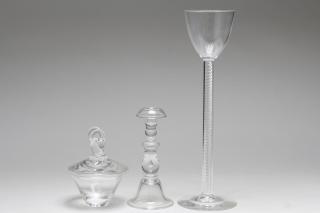 Appraisal: Steuben Crystal A monumental goblet with opaque air spiral stem