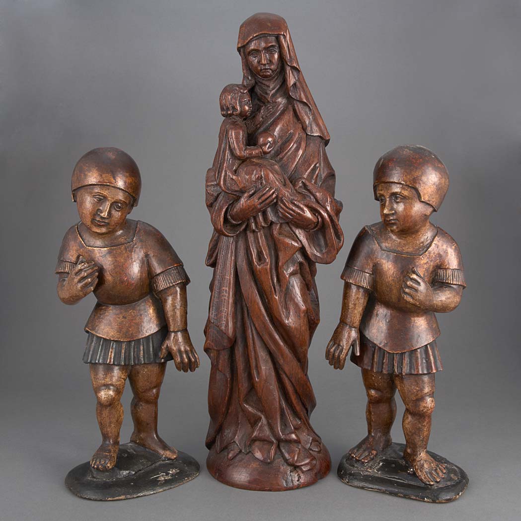 Appraisal: Continental Carved Oak Figure of a Woman and Child th