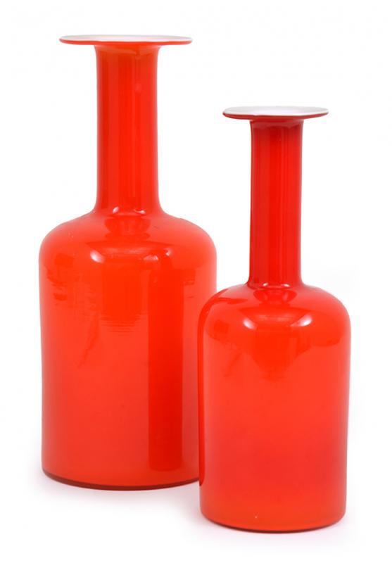 Appraisal: TWO GUL VASES BY OTTO BRAUER FOR HOLMEGAARD DENMARK tallest