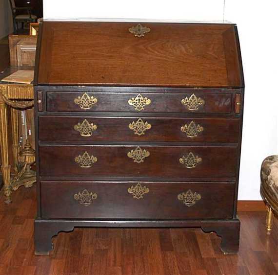 Appraisal: MAHOGANY BUREAU George III England circa With fall front writing