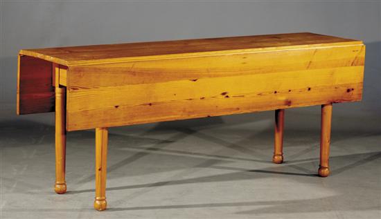 Appraisal: American pine harvest table late th centuryrectangular top with square-edged