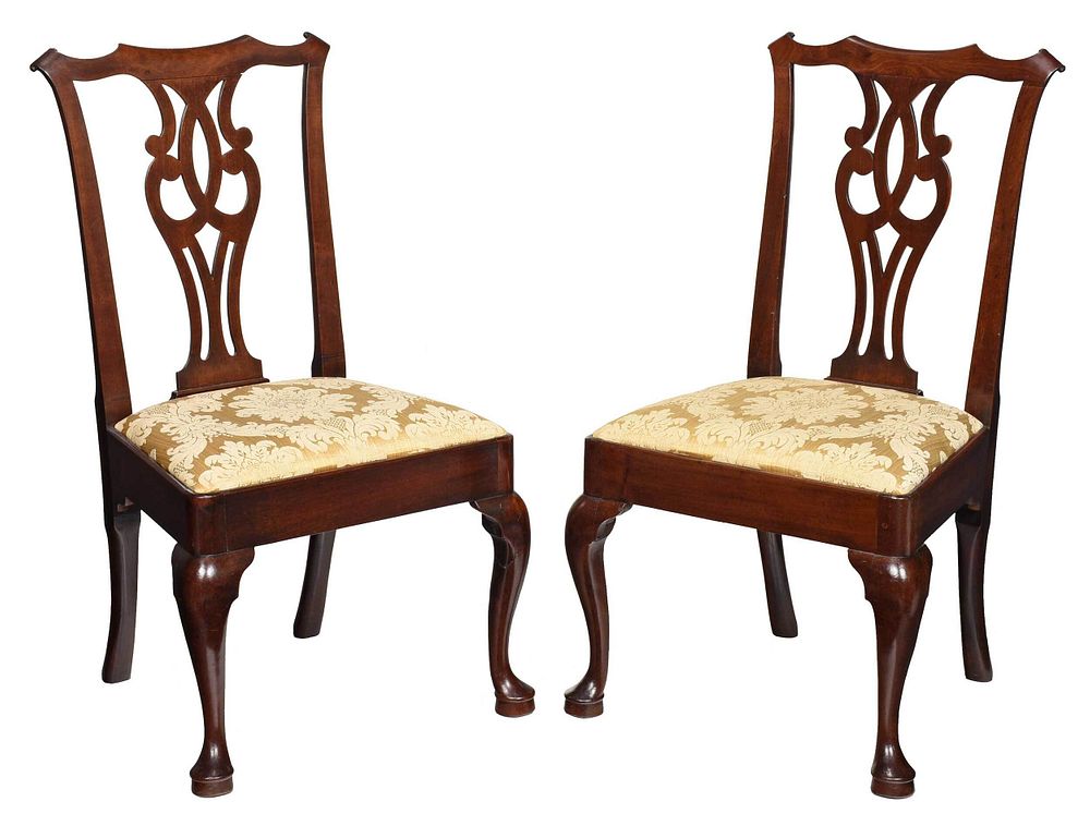 Appraisal: Pair Queen Anne Mahogany Side Chairs probably British th century