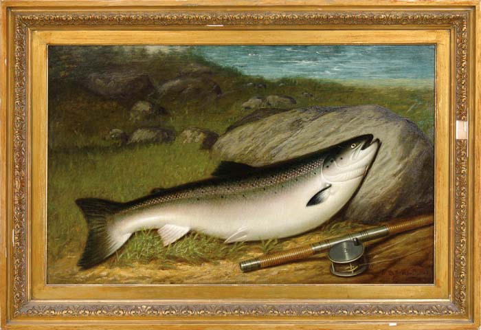 Appraisal: WALTER M BRACKETT American - THE TROPHY SALMON Fine oil