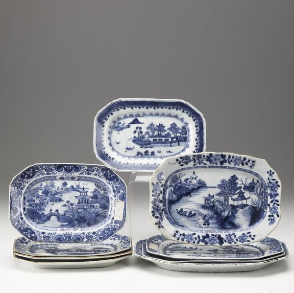 Appraisal: CHINESE EXPORT Grouping of blue and white platters th C