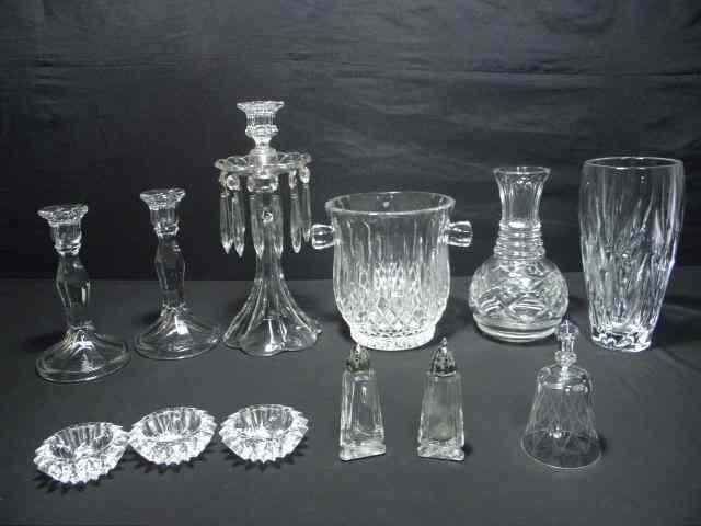 Appraisal: Lot of assorted crystal pieces Includes pieces Includes candlesticks vases