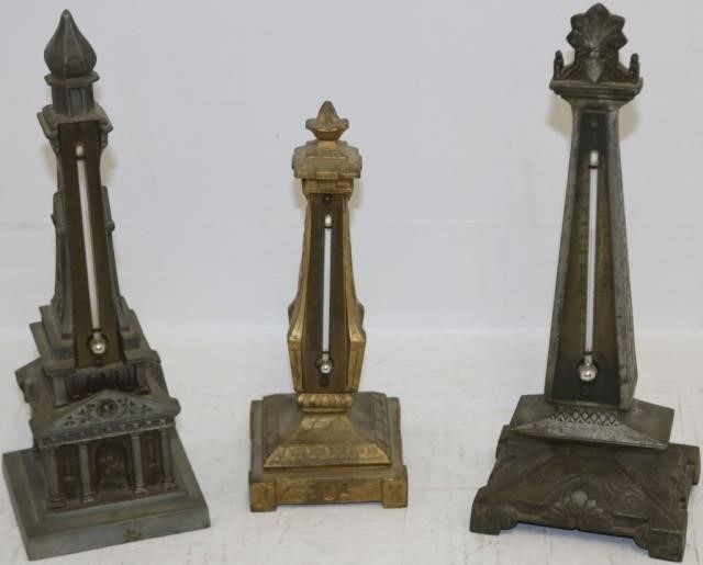 Appraisal: LOT OF THREE LATE TH CENTURY METALTHERMOMETERS TO INCLUDE HIGH