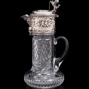 Appraisal: An English Silver-Plate Mounted Cut Glass Claret Jug Circa the