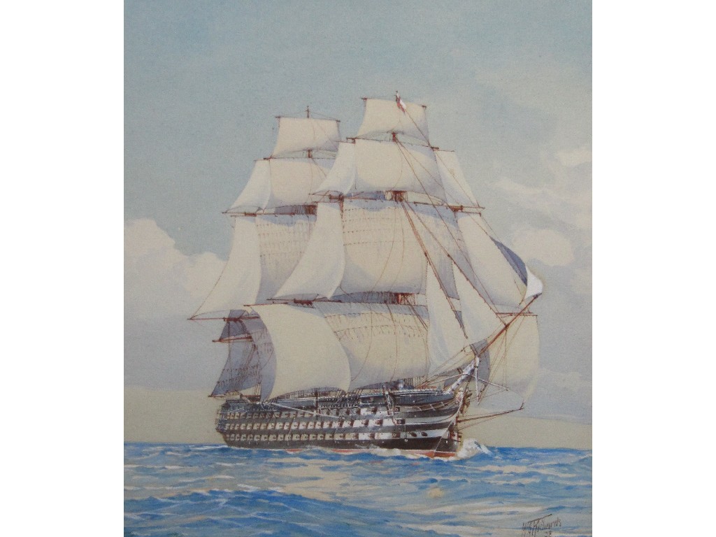 Appraisal: W R RICHARDS Watercolour 'HMS Victory' signed and dated