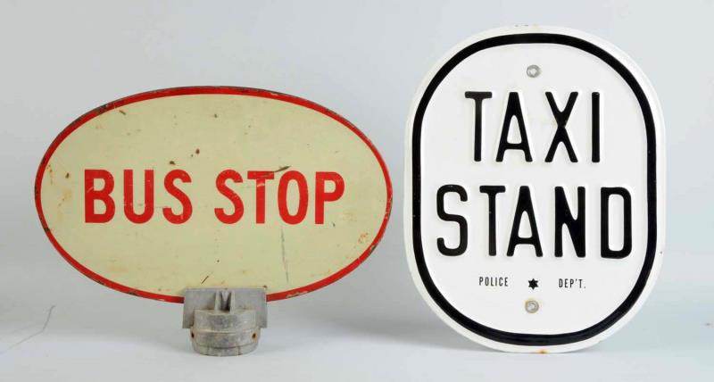 Appraisal: Lot Of Bus Stop And Taxi Stand Signs Lot includes