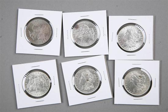 Appraisal: SIX MORGAN SILVER DOLLARS Years include -O -O -O -O