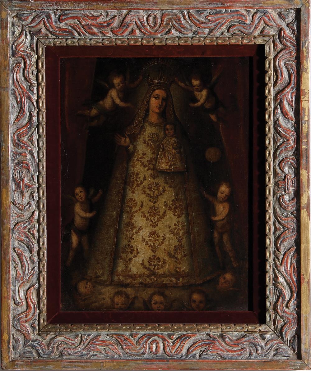 Appraisal: Spanish Colonial Cuzco school th century OUR LADY OF BETHLEHEM