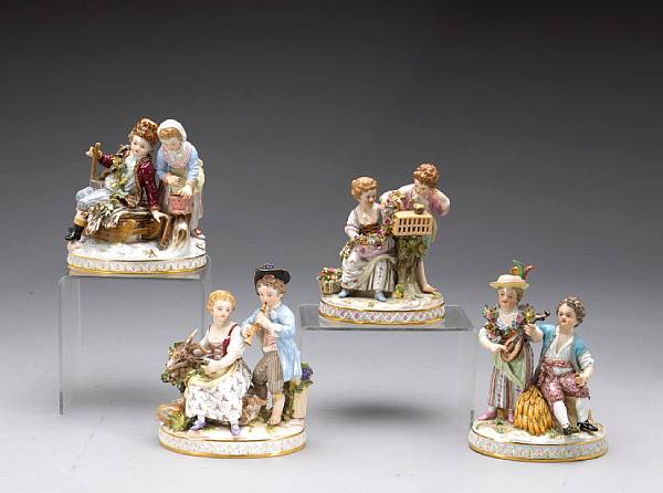 Appraisal: A set of four Meissen porcelain groups emblematic of the