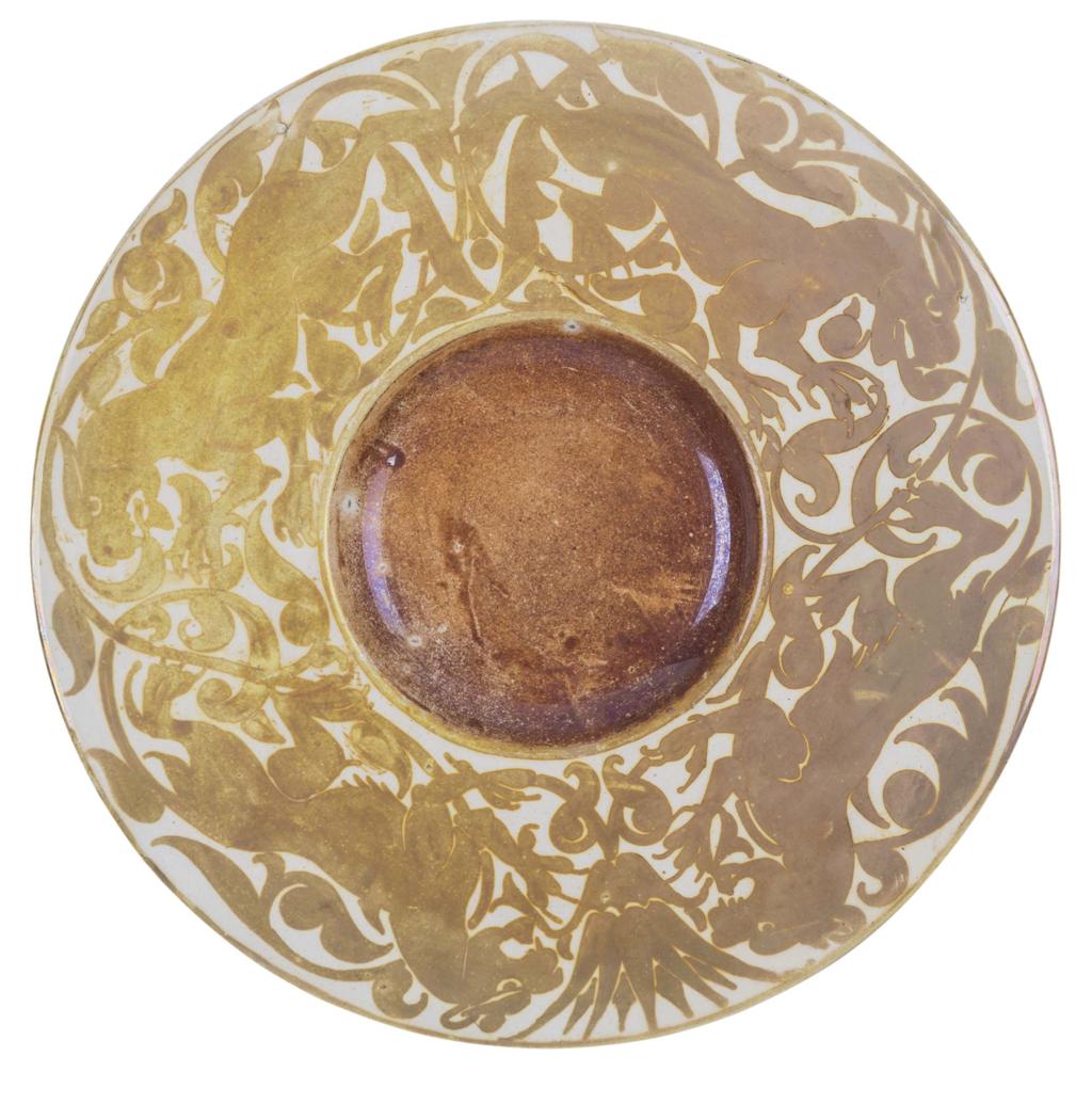 Appraisal: WILLIAM DE MORGAN - CIRCULAR RUBY LUSTRE WALL PLATE CIRCA