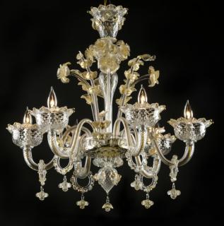 Appraisal: Venetian Murano parcel gilt -arm crystal chandelier having an acanthus