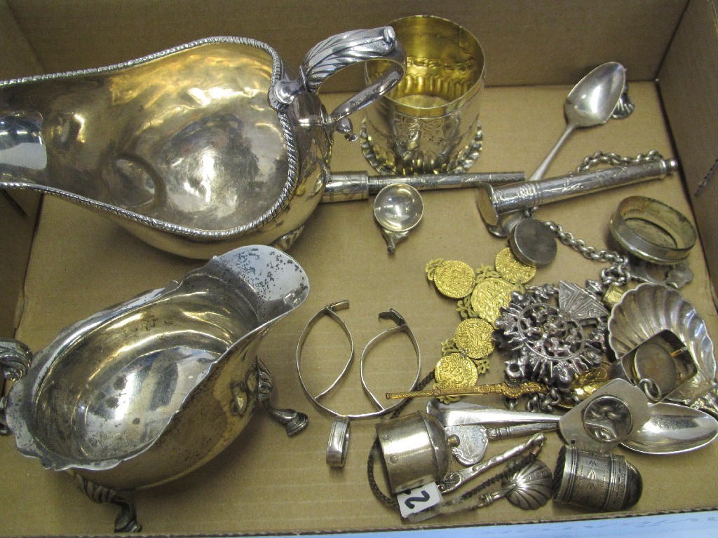 Appraisal: Box of mainly scrap silver - sauceboats etc