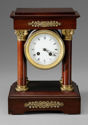 Appraisal: Classically Styled Portico Clock French late th century walnut with