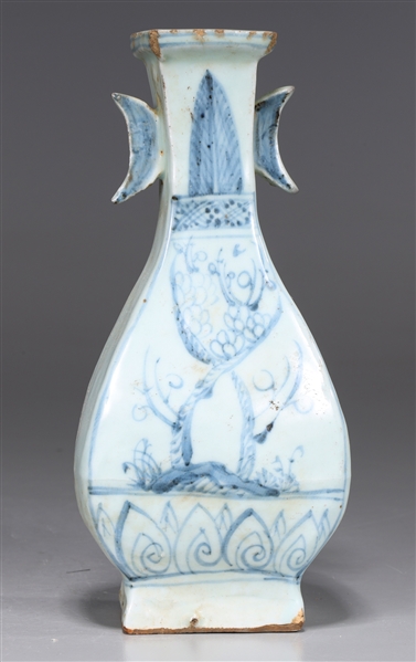 Appraisal: Chinese blue and white porcelain vase with crescent moon handles