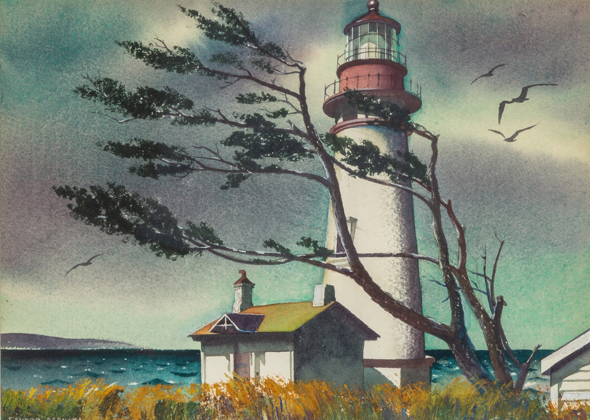 Appraisal: SANDOR BERNATH AMERICAN - LIGHTHOUSE Watercolor on paper Signed 'Sandor