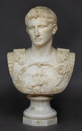 Appraisal: MARBLE BUST OF AUGUSTUS CAESAR AFTER THE ANTIQUE Head tilted