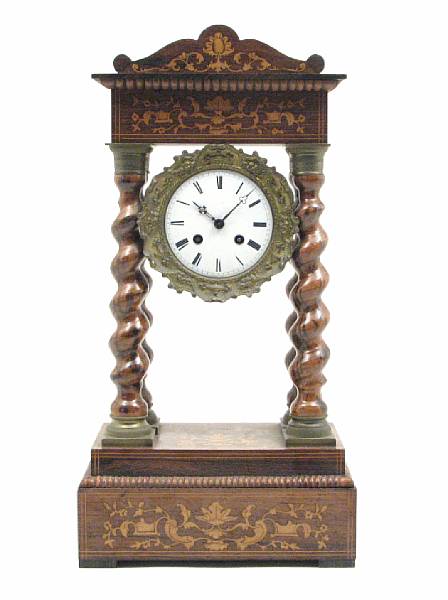 Appraisal: A Charles X marquetry portico clock height in