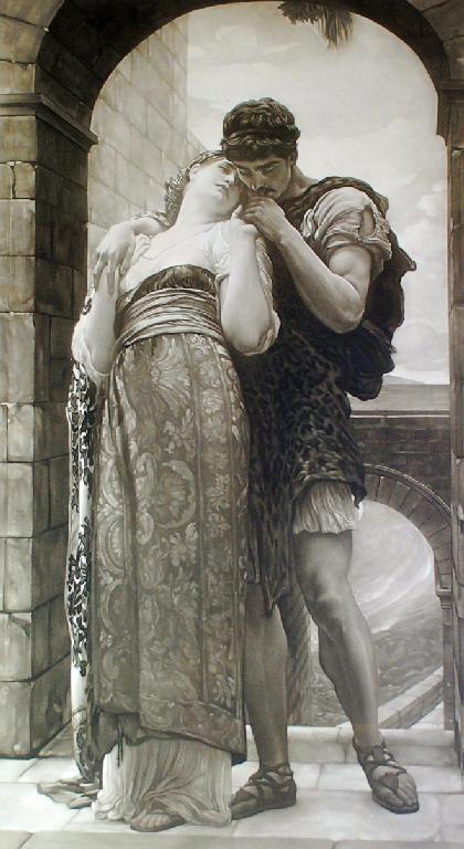 Appraisal: AFTER FREDERICK LORD LEIGHTON BLACK AND WHITE MEZZOTINT 'Wedded' x