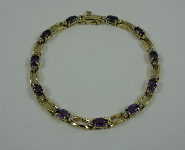 Appraisal: AMETHYST DIAMOND AND K GOLD BRACELET - in length and