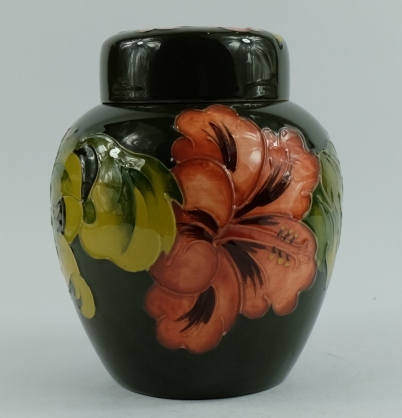 Appraisal: Moorcroft ginger jar cover decorated in the Hibiscus design height