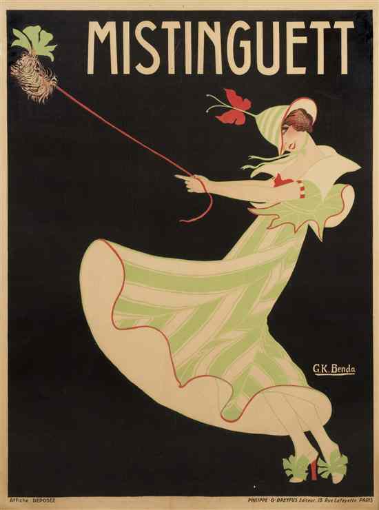 Appraisal: G K Georges Kugelmann Benda French th century Mistinguett poster