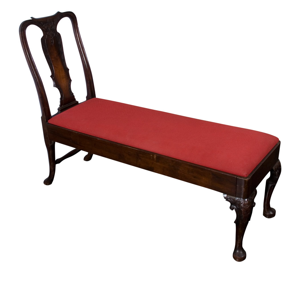 Appraisal: George II Walnut Window Seat The acanthus carved splat above