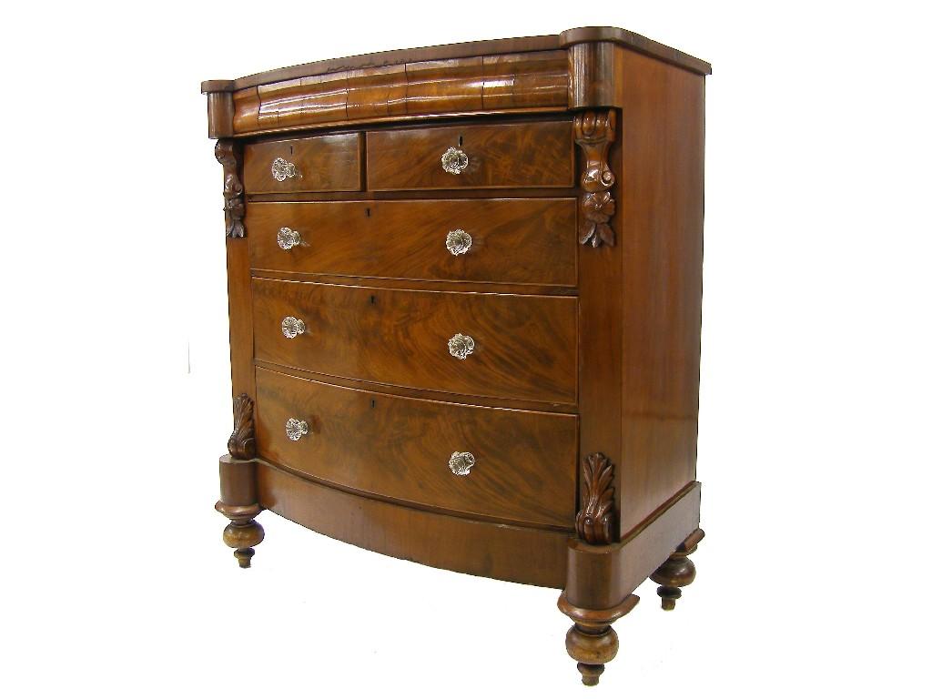 Appraisal: Large Victorian mahogany bowfront chest of drawers with a secret