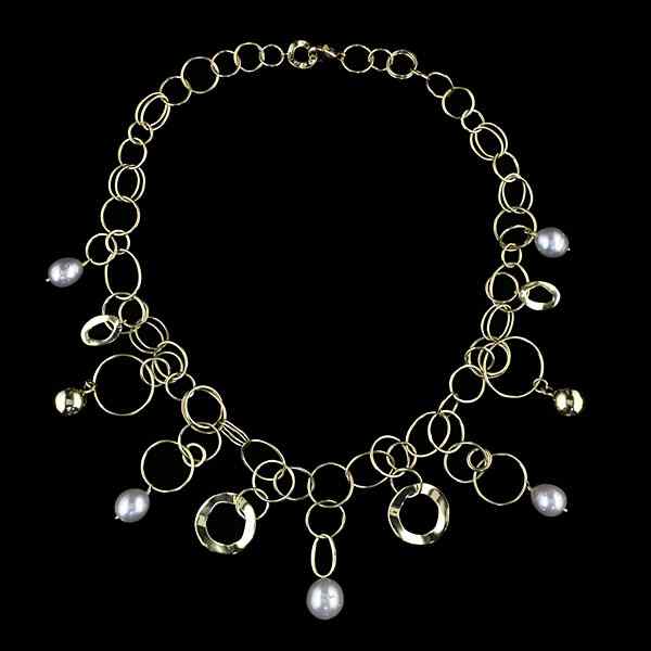 Appraisal: Ippolita k Pearl Necklace Ippolita k yellow gold shaped chain